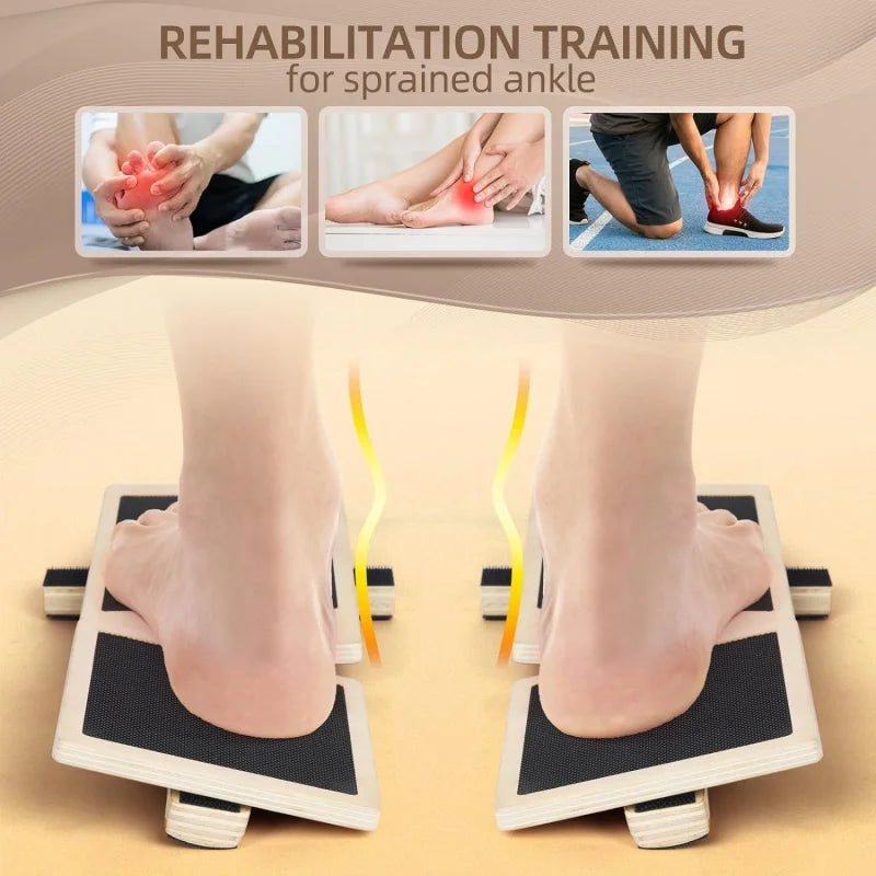 Wooden non-slip wobble balance board by Fitnessniches, featuring a smooth surface and curved base for stability training.