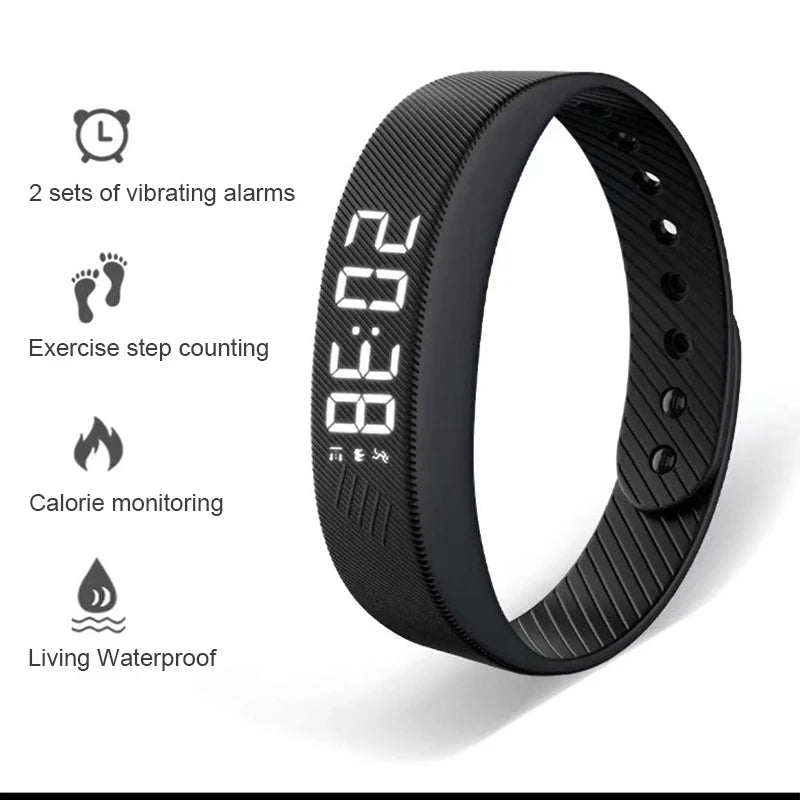Fitnessniches Smart Bracelet with LED digital display, showcasing fitness tracking features and sleek design.