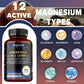 Fitnessniches Magnesium 12-in-1 Complex supplement bottle with a white label and multicolored design on a wooden surface.