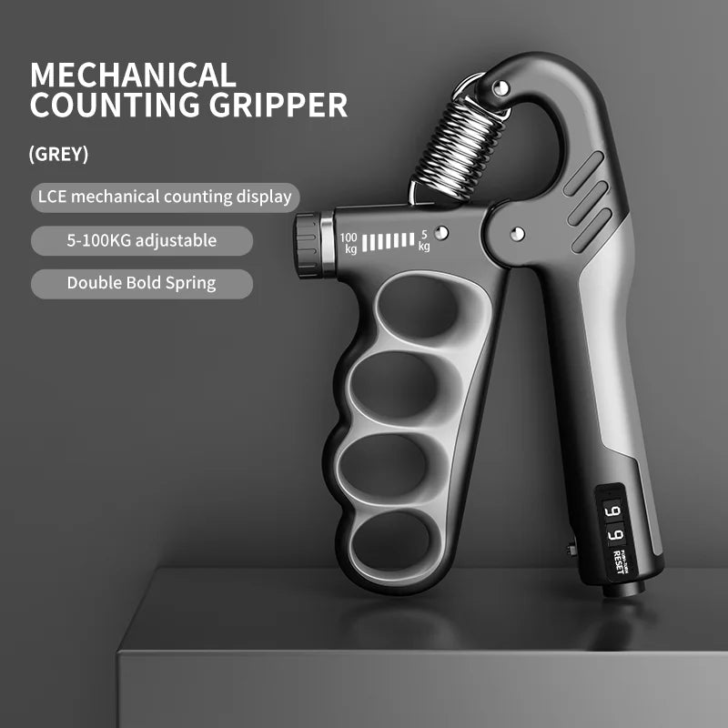 Adjustable hand grip strengthener by Fitnessniches, showcasing ergonomic design and resistance settings for hand exercises.