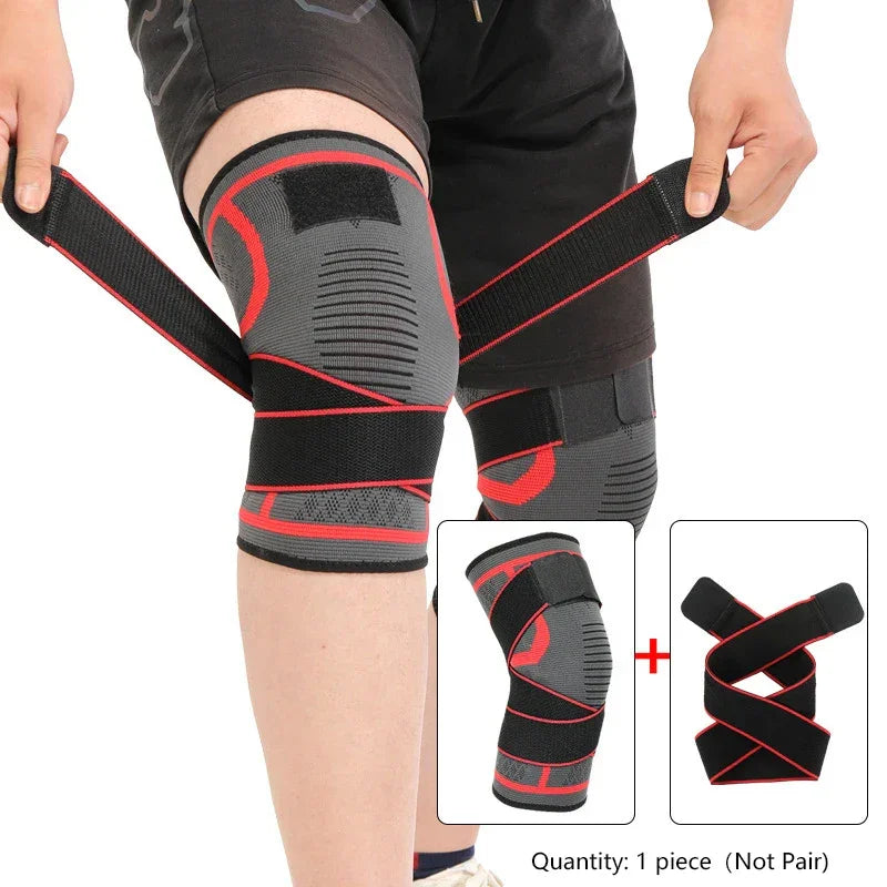 Nylon sport knee brace by Fitnessniches, featuring adjustable straps and breathable material for support during activities.