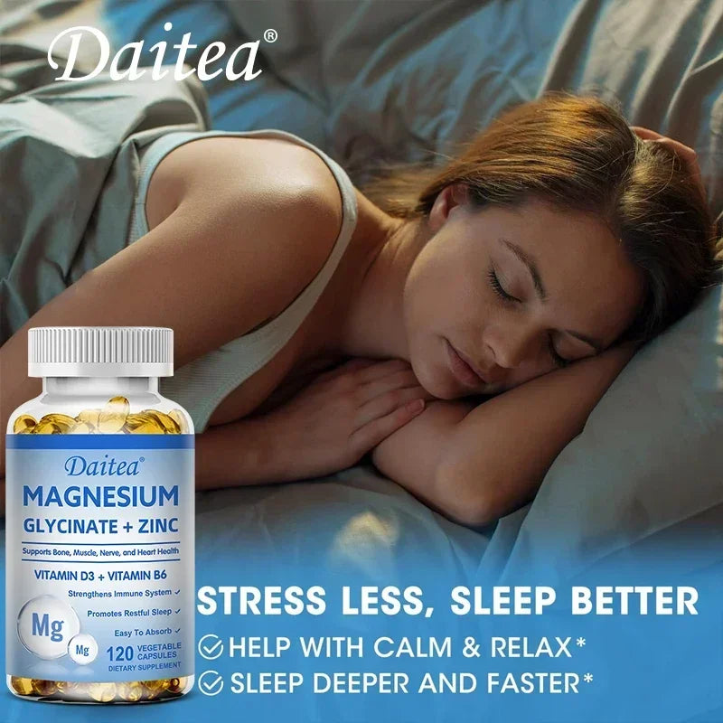 Fitnessniches Magnesium Zinc D3 Triple Formula capsules in a clear bottle with a white label.
