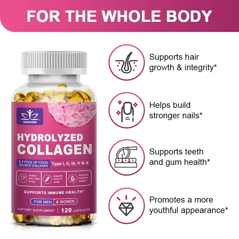 Hydrolyzed collagen powder with hyaluronic acid in a container, promoting beauty and joint support by Fitnessniches.