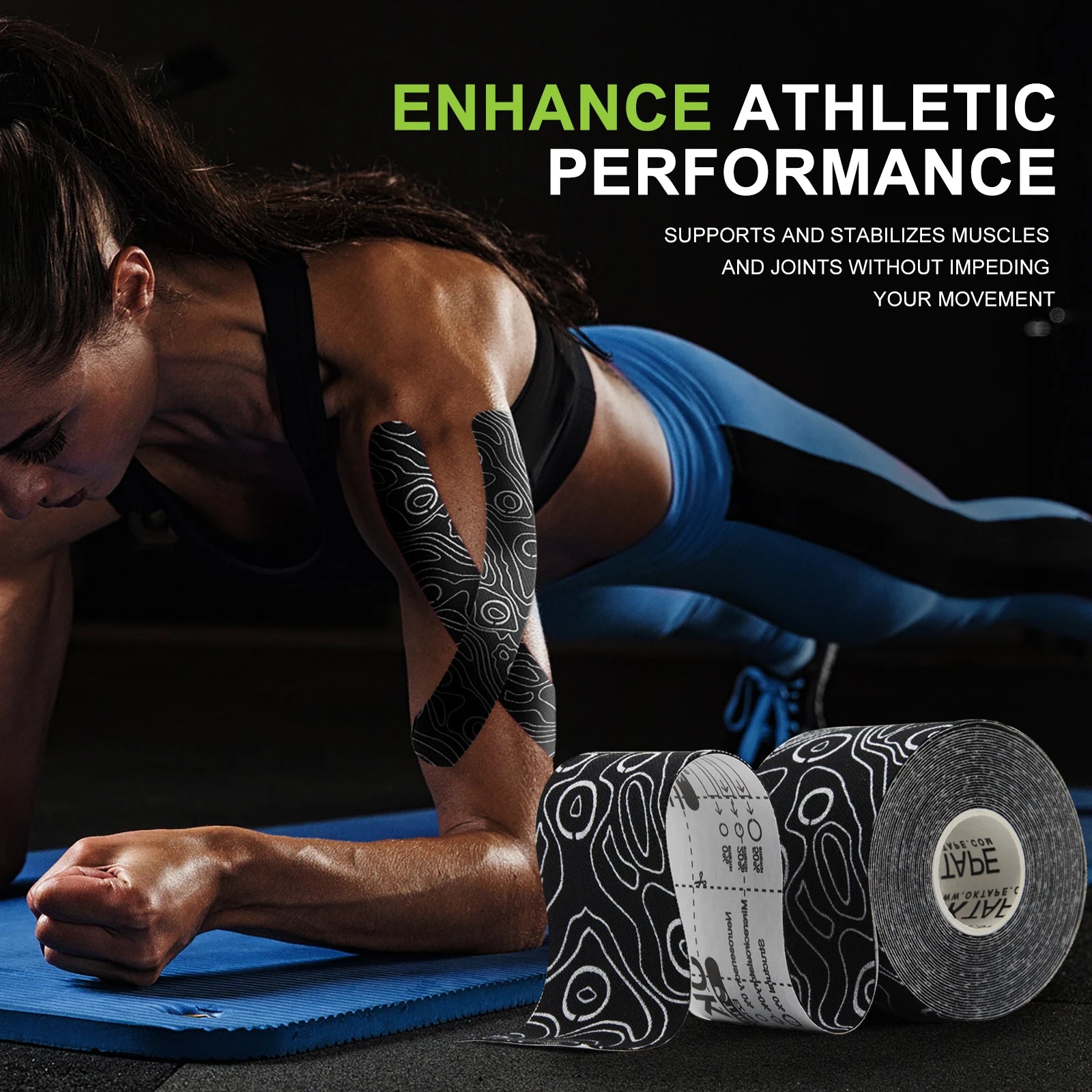 OK TAPE PRO kinesiology tape by Fitnessniches in vibrant colors, rolled and ready for athletic support and injury prevention.